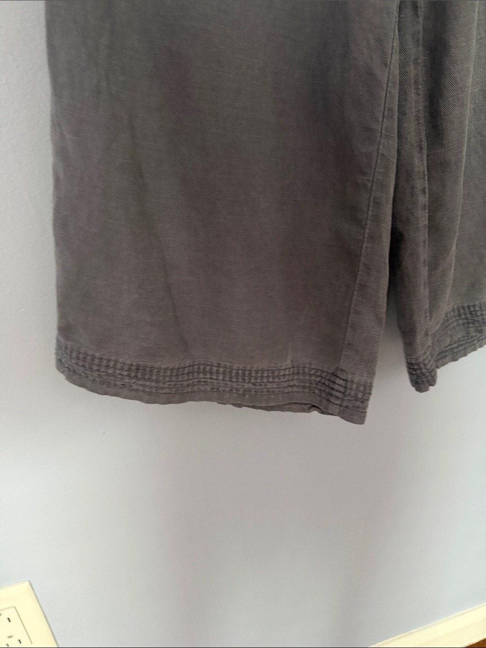 Wide Leg Linen Lyocell Blend Pants Medium Gray Blue Drawstring Relaxed - Picture 6 of 8